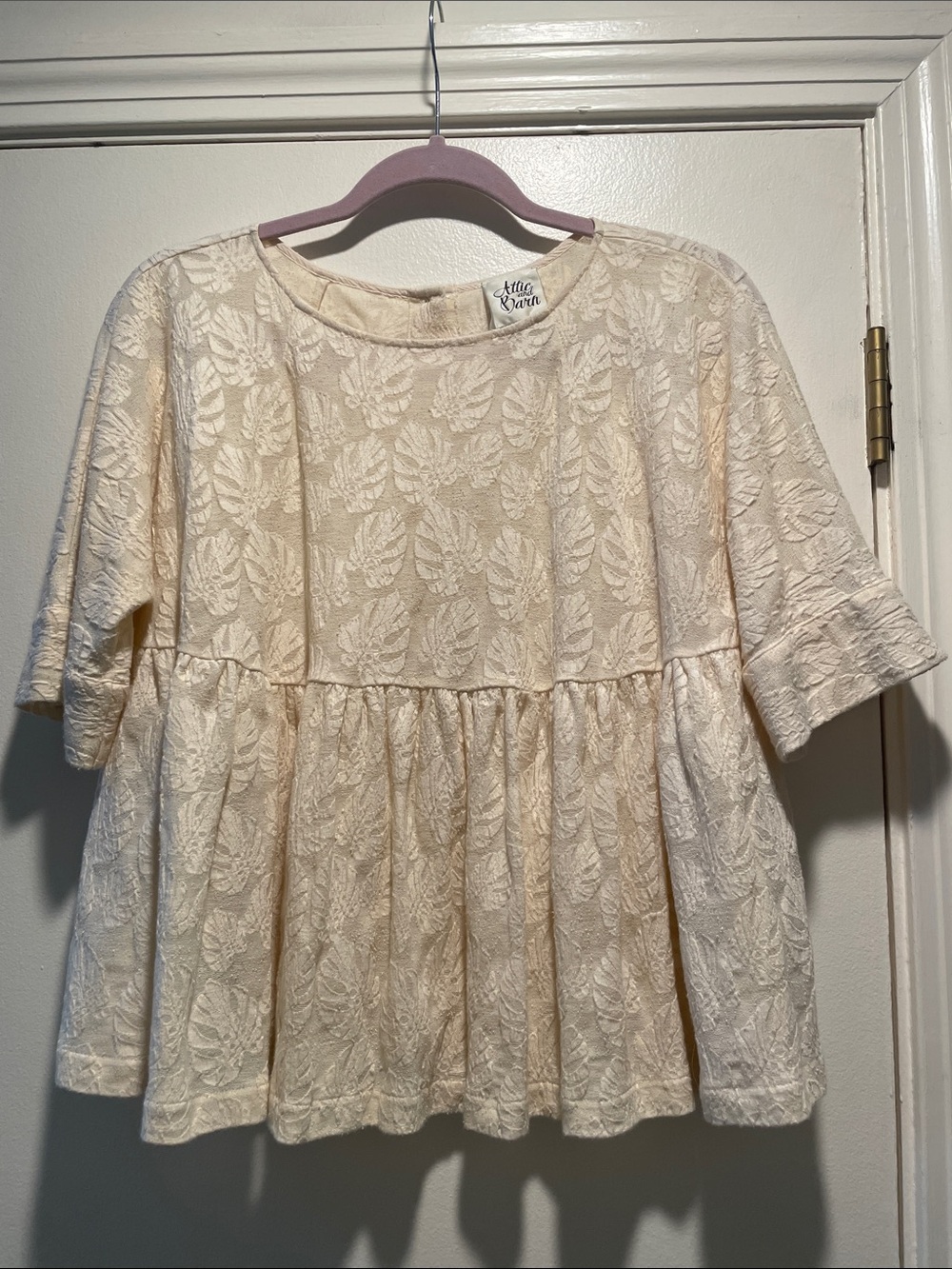 Ava & Viv Cream Lace Peplum Sweet Baby Doll Top